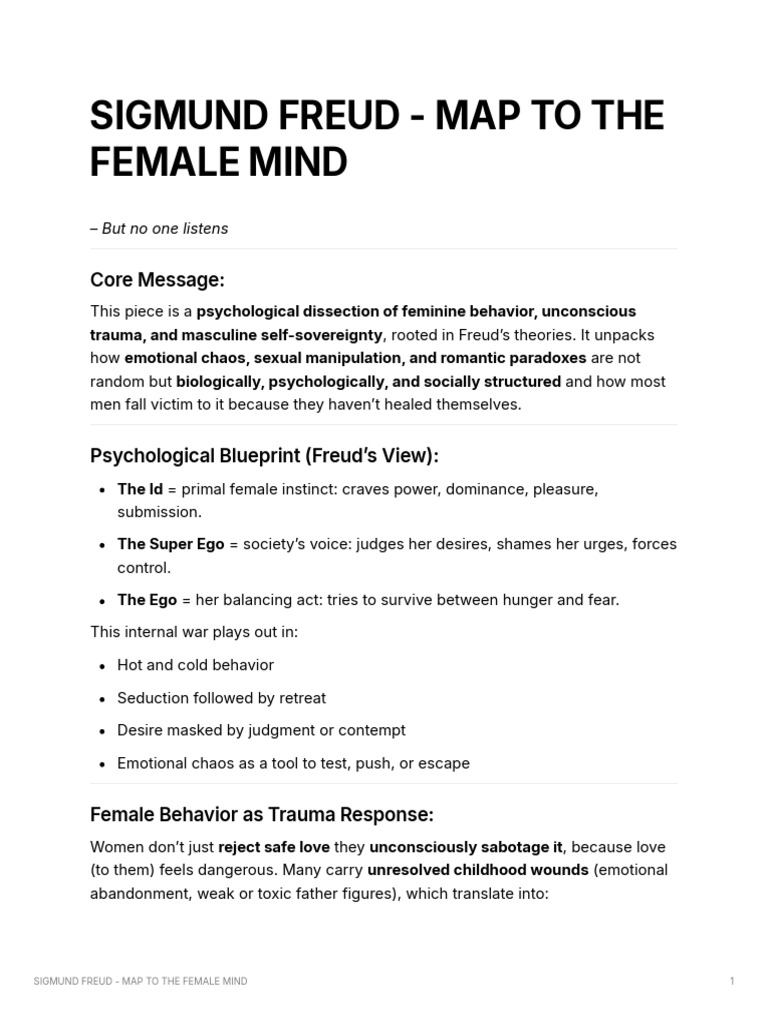 Sigmund Freud - Map To The Female Mind | PDF | Sigmund Freud ...