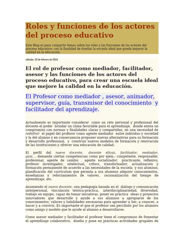 Roles del Docente en la Educación Actual | PDF | Maestros | Aprendizaje