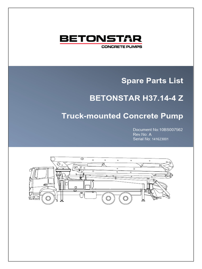 Spare Parts for Betonstar H37.14-4 Z | PDF | Pump | Mechanical