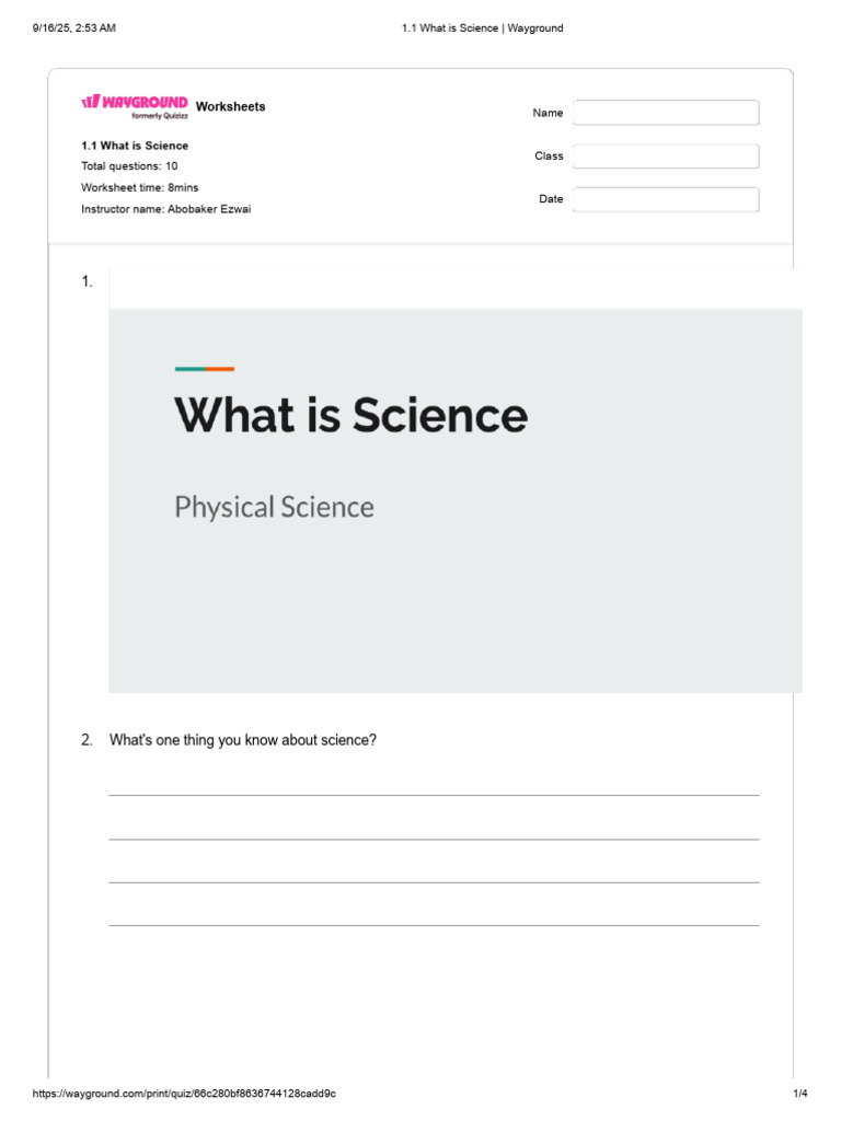 Science Basics Worksheet for Students | PDF