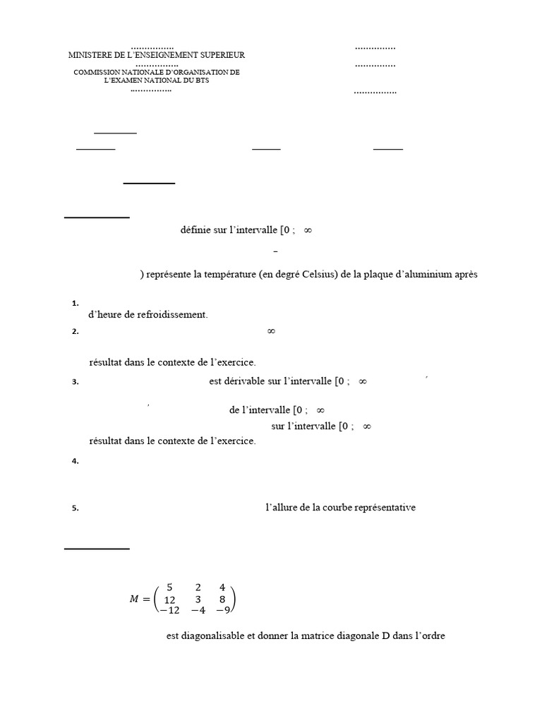 Examen BTS Maths Juin 2025 | PDF | Valeur propre, vecteur propre et ...