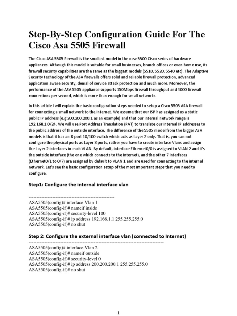 Cisco ASA 5505 Firewall Setup Guide | PDF | Ip Address | Firewall ...