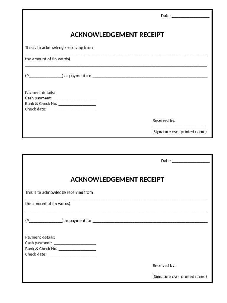 Acknowledgement Receipt Template | PDF