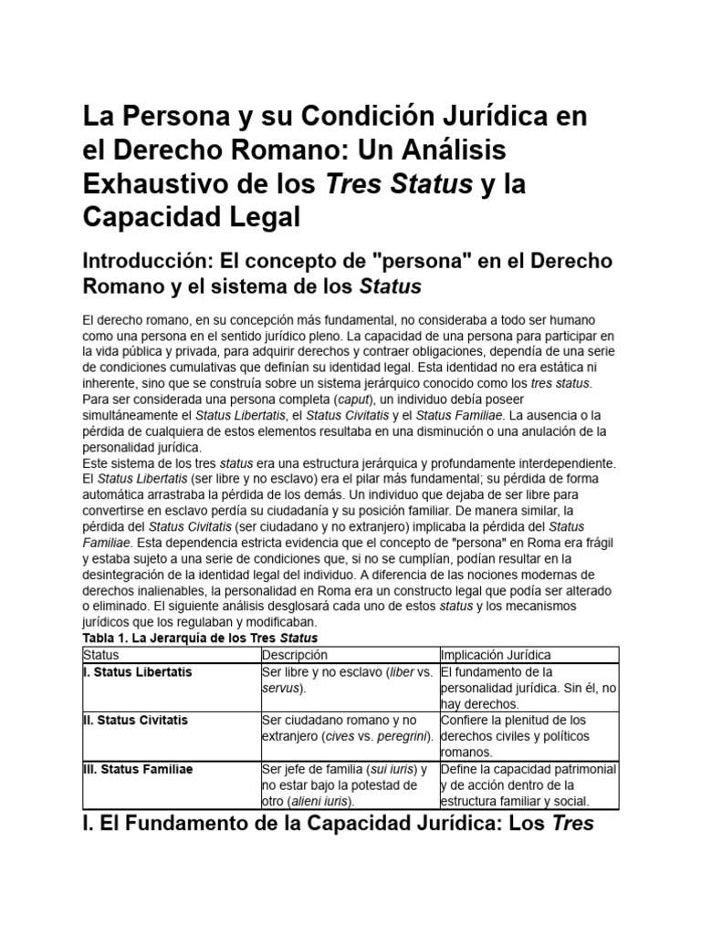 Persona y Status en Derecho Romano | PDF | imperio Romano | Esclavitud