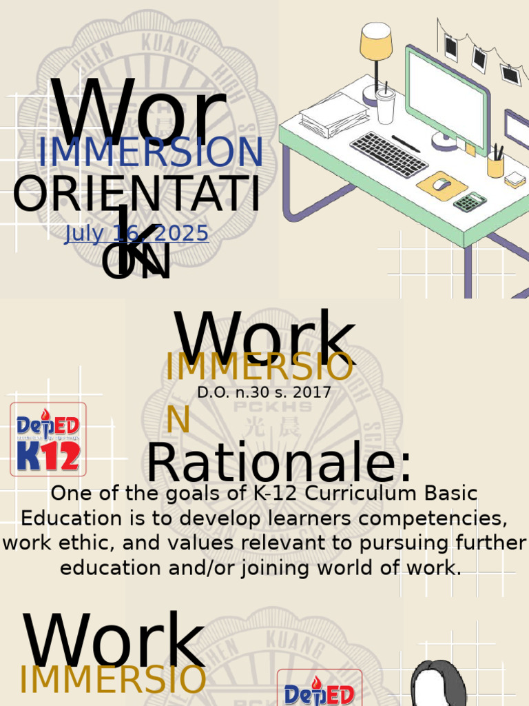 K-12 Work Immersion Program Guide | PDF | Learning | Cognition