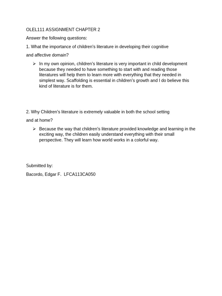 Olel111 Assignment Chapter 2 | PDF