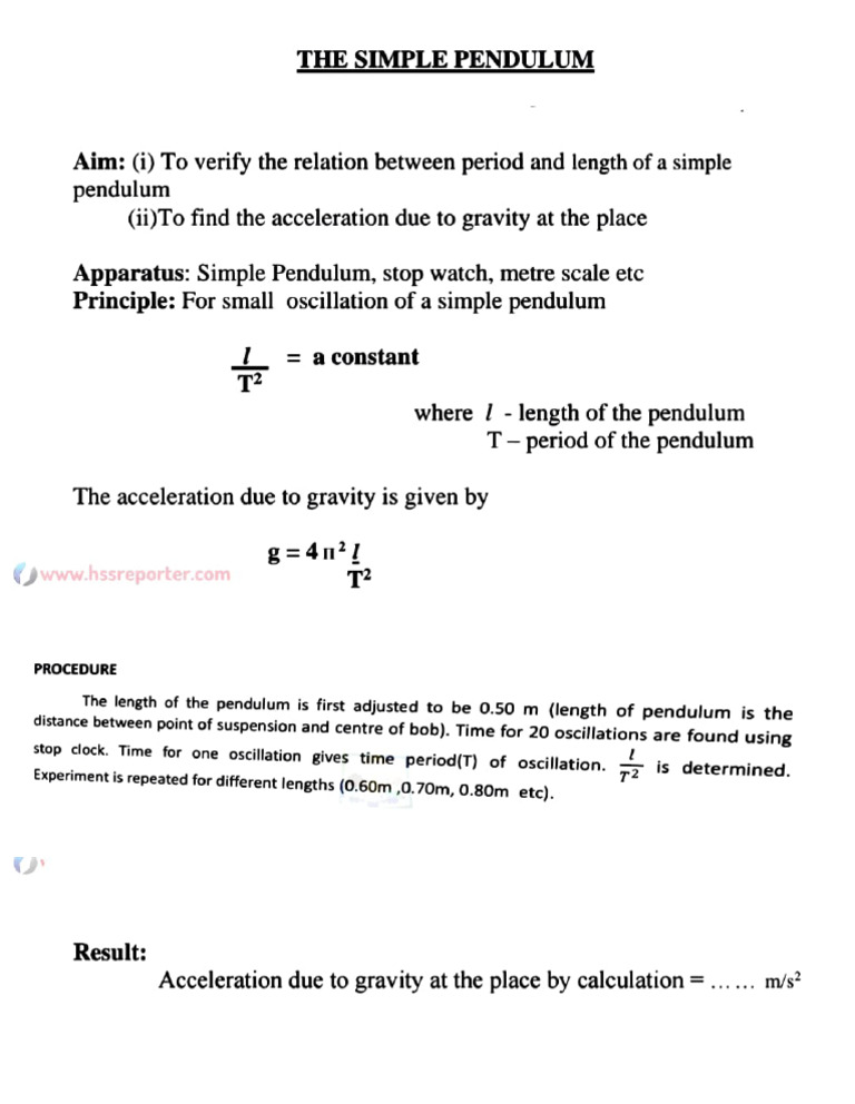 Simple Pendulum Experiment Guide | PDF