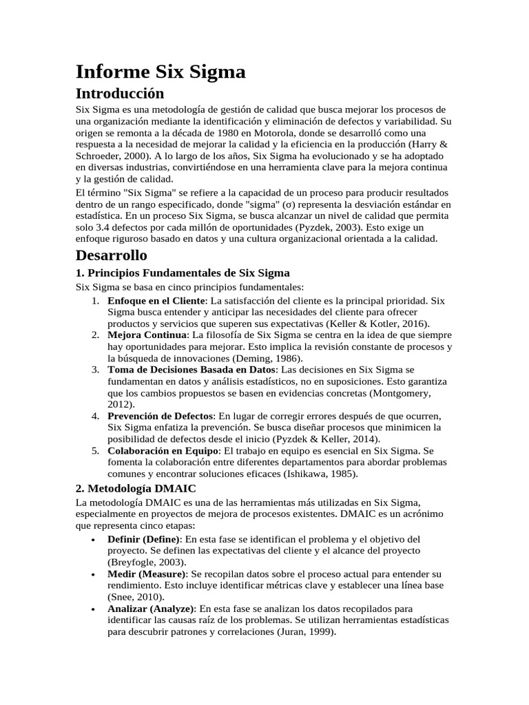 Metodología Six Sigma para Mejora Continua | PDF | Six Sigma
