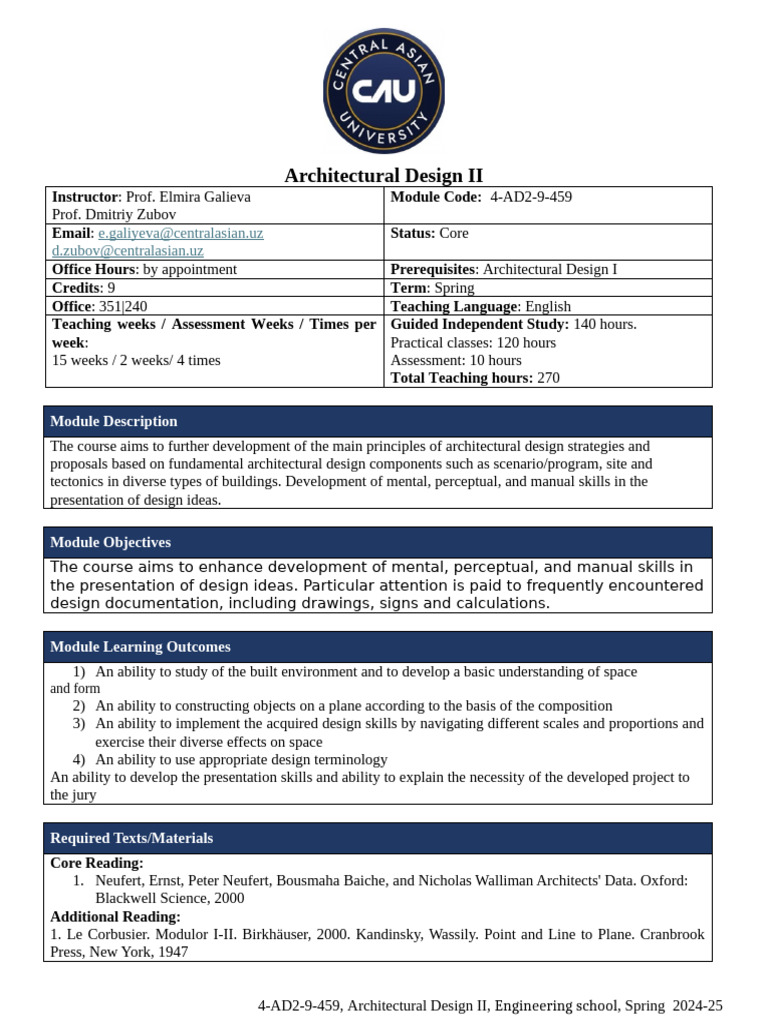 Architectural Design II Overview | PDF | Design | Learning