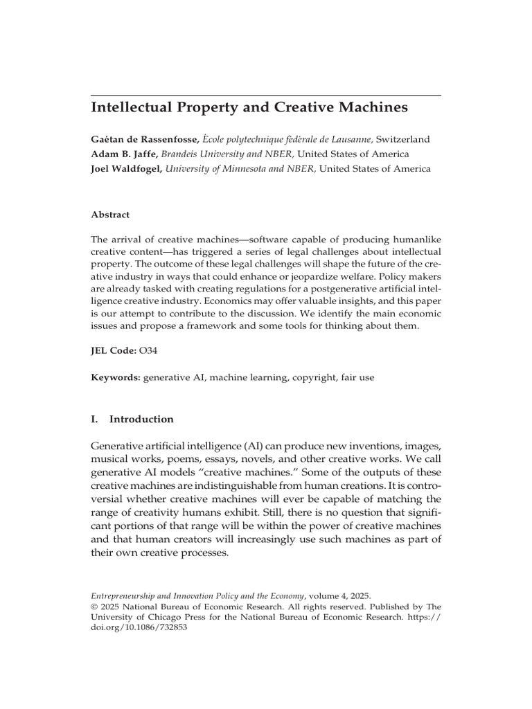 Intellectual Property in Creative AI | PDF | Intellectual Property ...