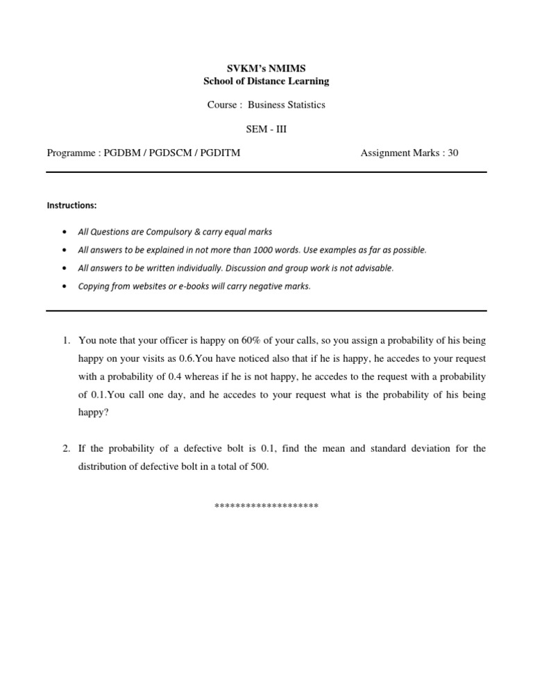 Business Statistics Assignment Guidelines | PDF