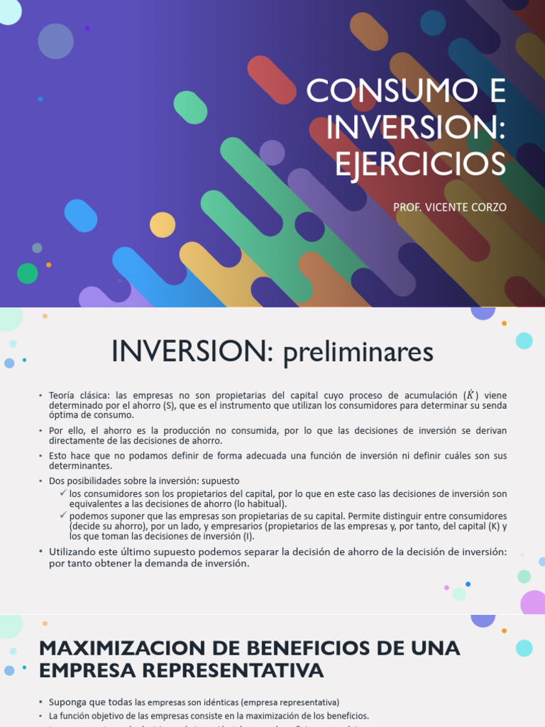 Consumo e Inversión: Teoría y Ejemplos | PDF | Beneficio (economía ...