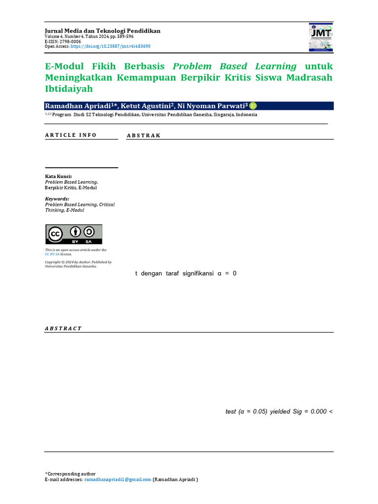E-Modul Fikih untuk Tingkatkan Berpikir Kritis | PDF