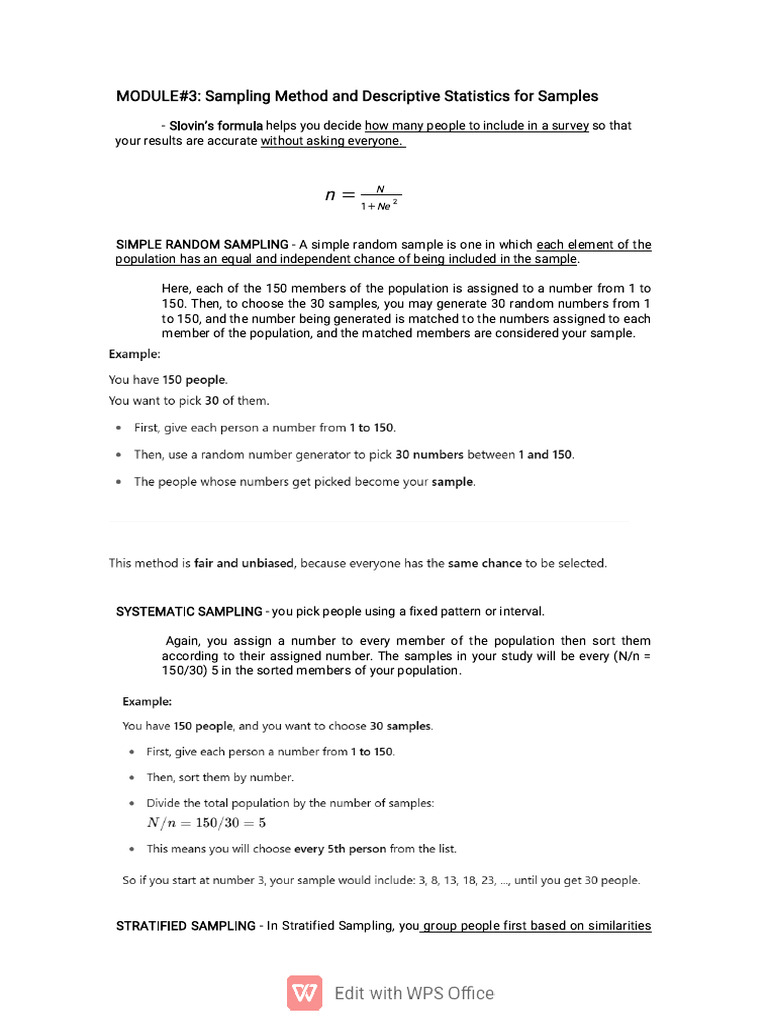 Lesson 3 - Sampling Method and Descriptive Statistics For Samples | PDF ...