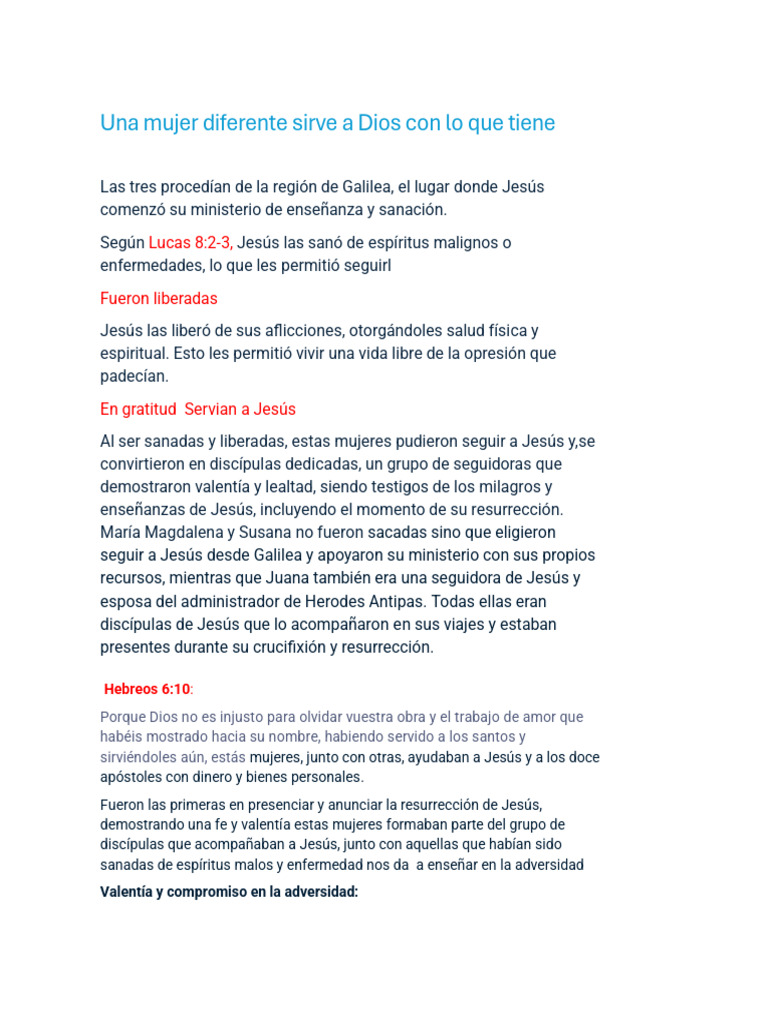 Mujeres Discípulas: Fe y Servicio a Dios | PDF | Jesús | La ...