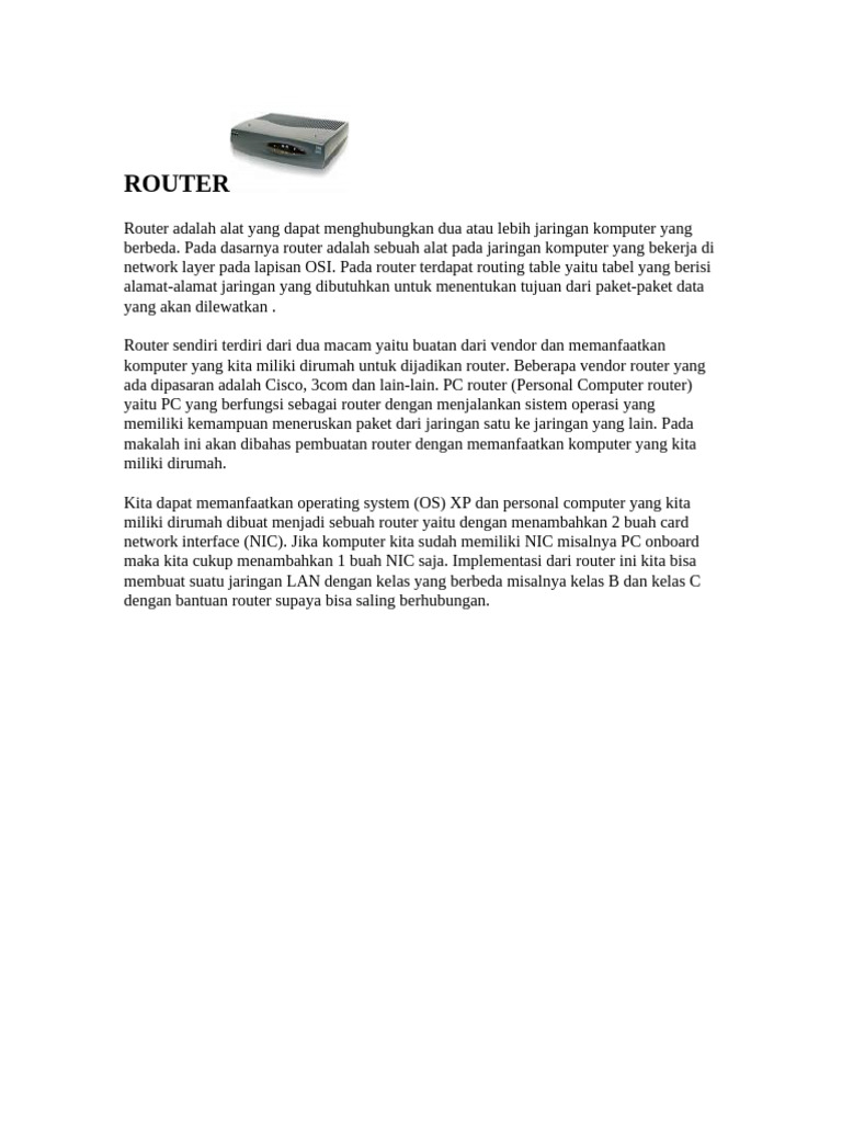 Pembuatan Router Menggunakan PC Rumah | PDF