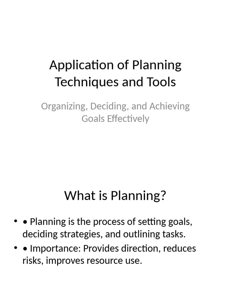 Effective Planning Techniques and Tools | PDF