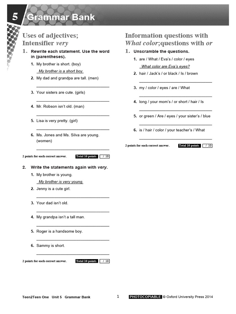 Adjective Usage and Questions Practice | PDF | Chess Theory | Chess