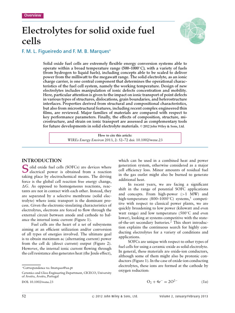 Ionic Transport in Solid Oxide Fuel Cells | PDF | Solid Oxide Fuel Cell ...