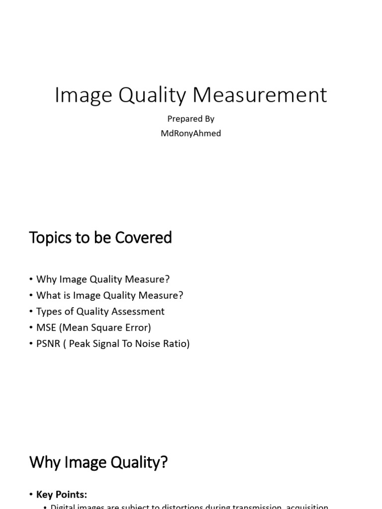 Image Quality Measurement Techniques | PDF | Data Compression | Mean ...