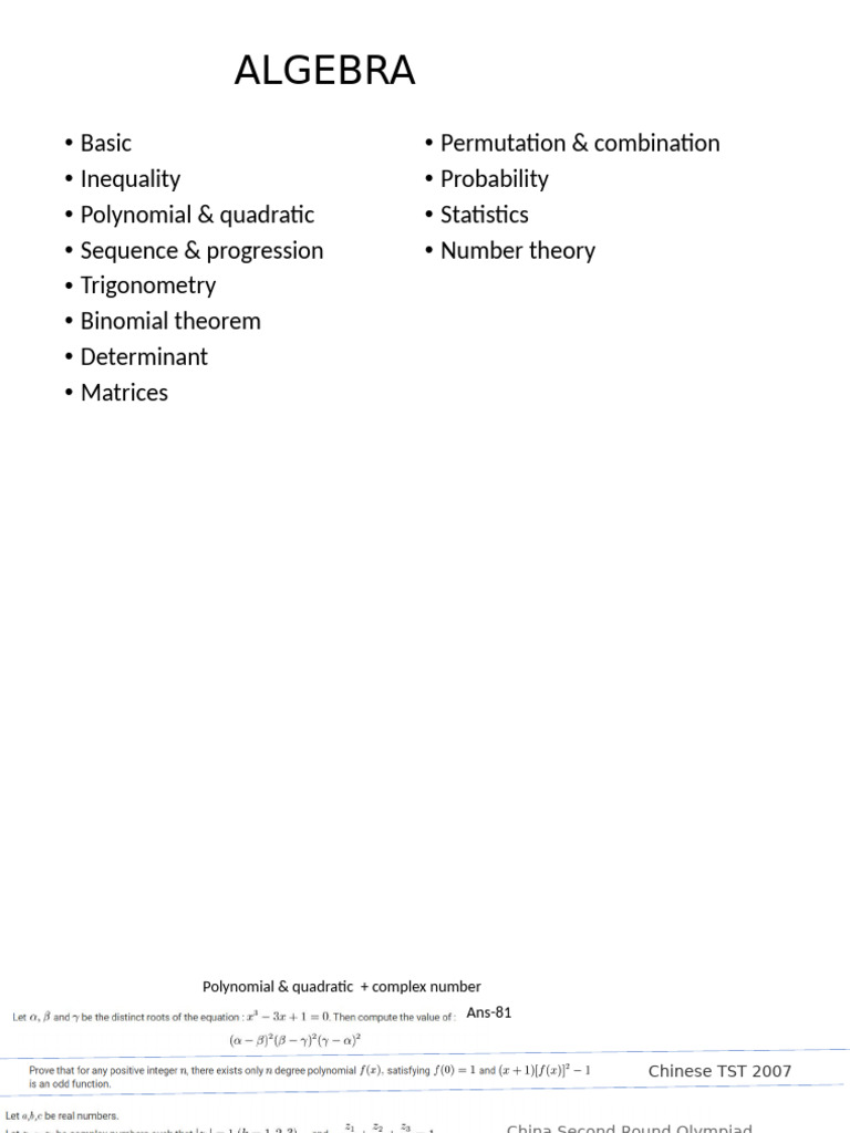 Comprehensive Algebra Topics Guide | PDF