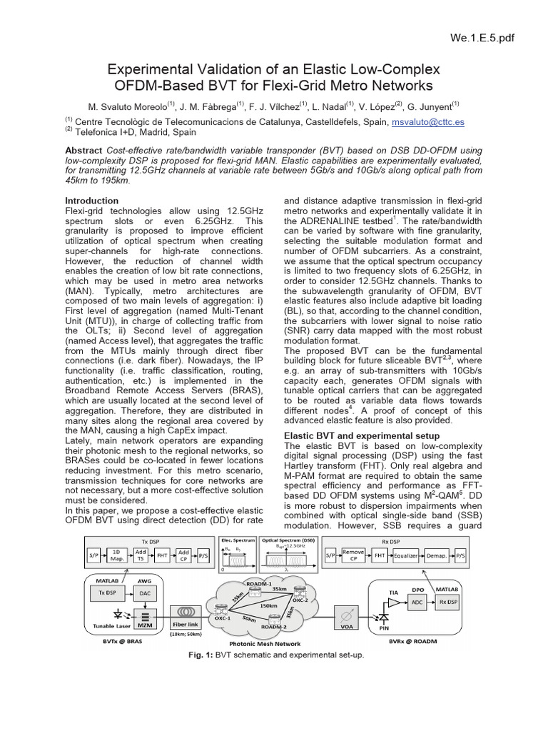 Elastic OFDM BVT for Metro Networks | PDF | Orthogonal Frequency ...