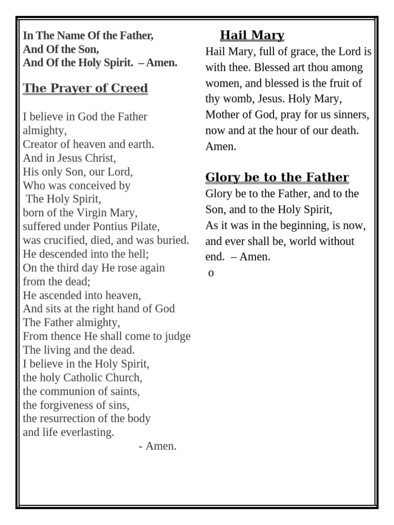 Catholic Prayers and Creed | PDF