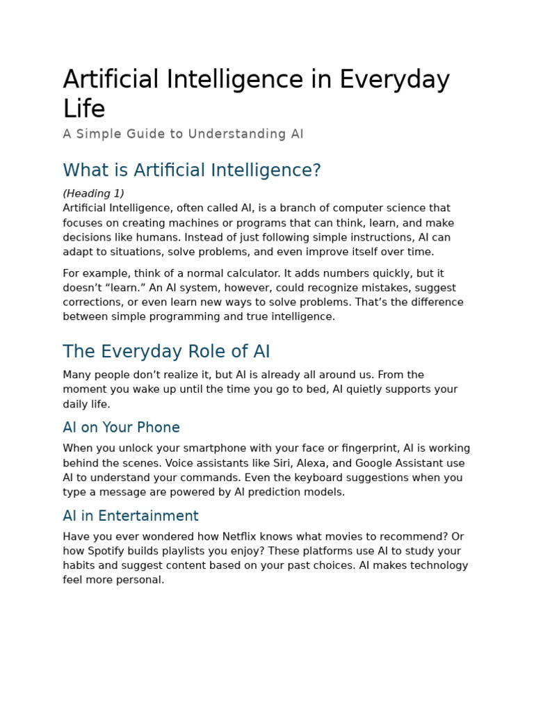 Understanding AI in Daily Life | PDF | Artificial Intelligence ...