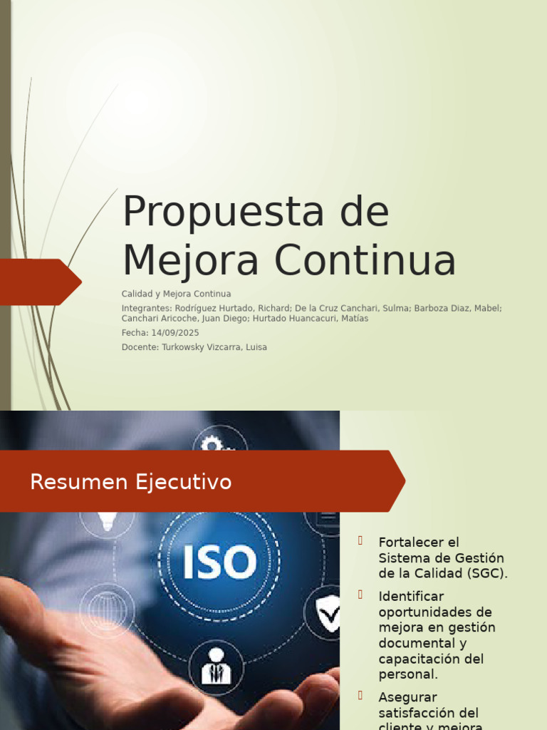 Propuesta Mejora Continua | PDF | Calidad (comercial) | Business