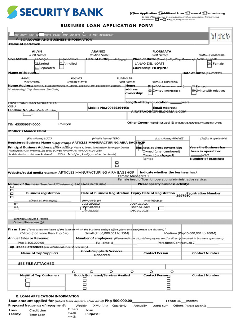 Business Loan Application Form | PDF | Loans | Banks