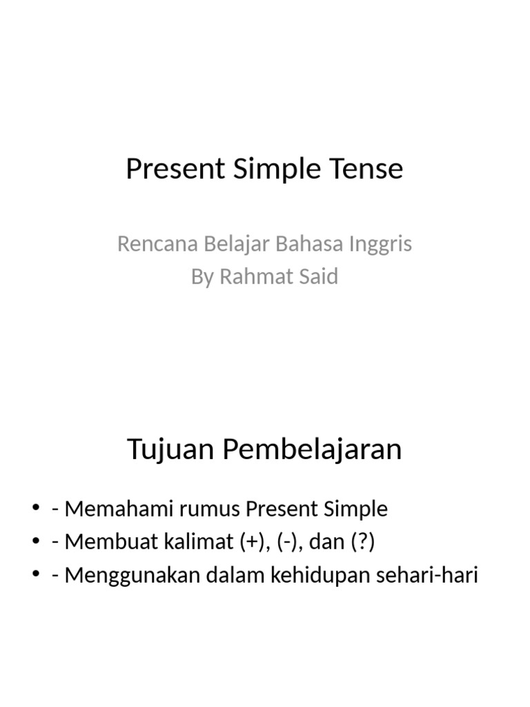 Present Simple Tense Plan | PDF