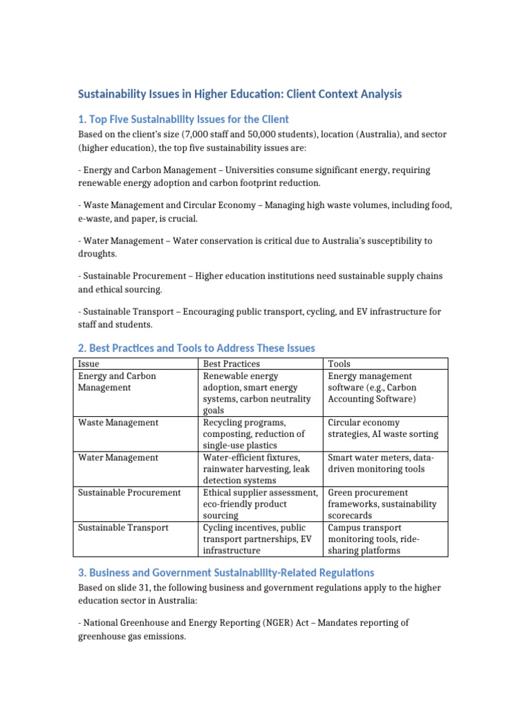 Sustainability Issues Higher Education | PDF | Waste Management ...