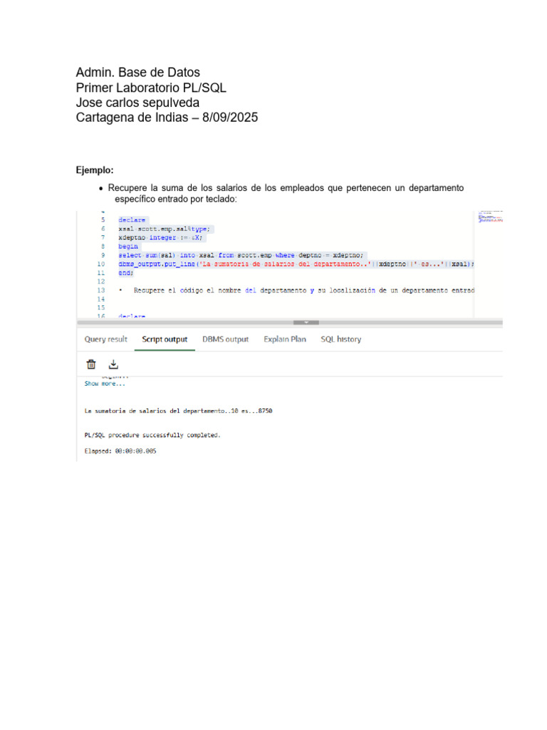 Taller 1-Corte 2 | PDF | Pl / Sql | Programación de computadoras