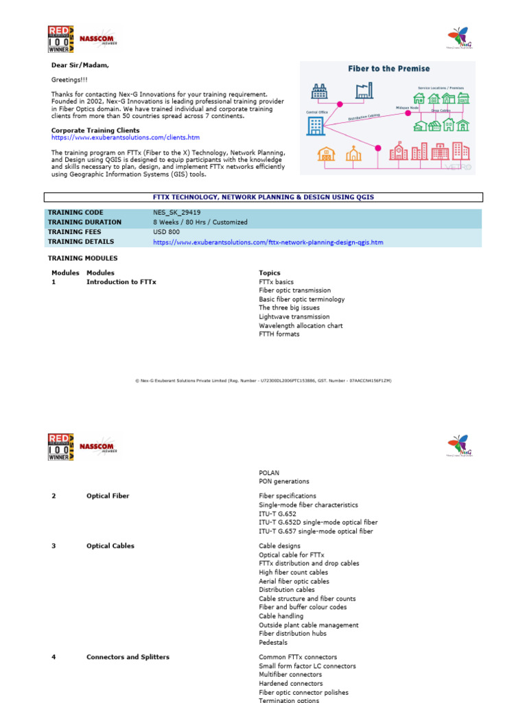 FTTx Network Design Training Overview | PDF | Fiber To The X | Fiber ...