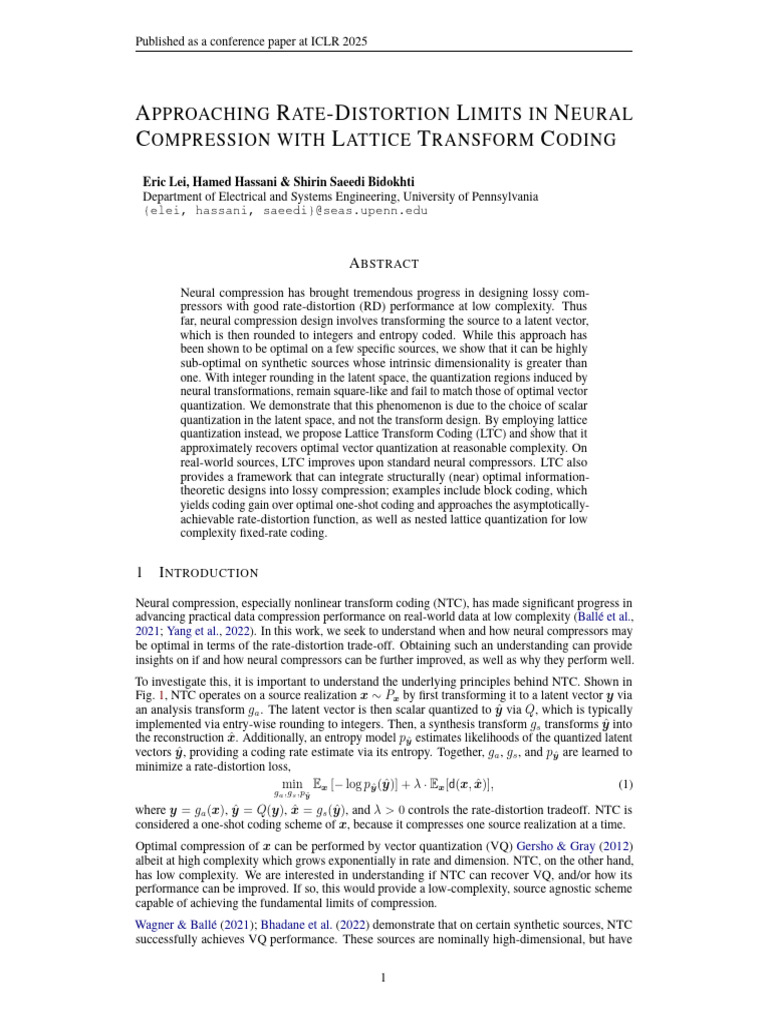 Lattice Transform Coding for Neural Compression | PDF | Data ...