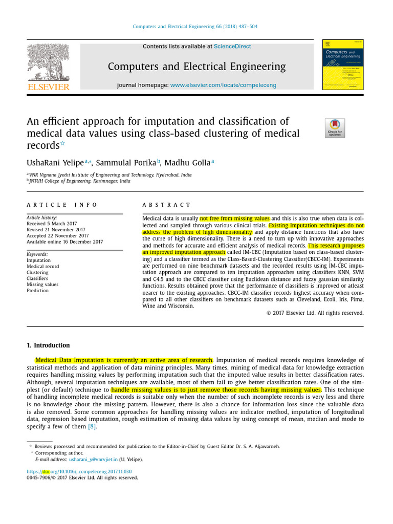 Medical Data Imputation via Clustering | PDF | Cluster Analysis ...