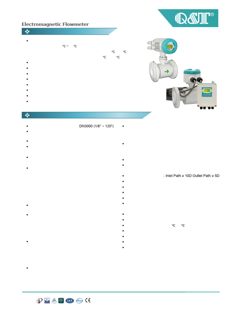 Electromagnetic Flowmeter Specifications | PDF | Flow Measurement ...