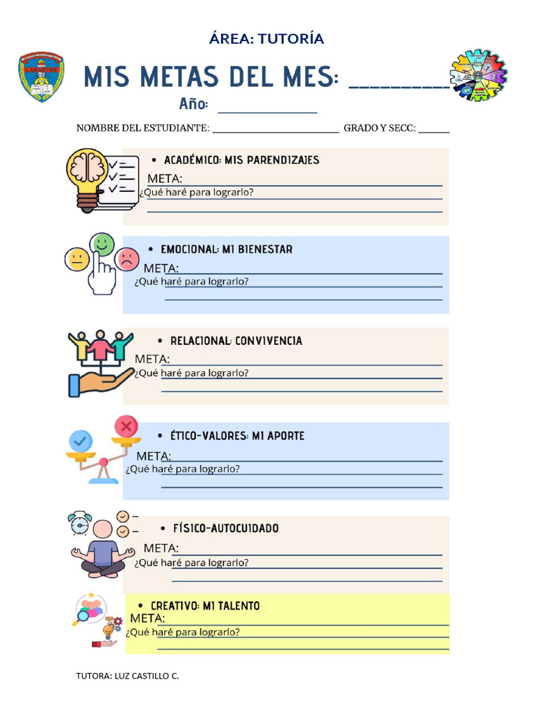 Metas Del Mes-Tutoria | PDF