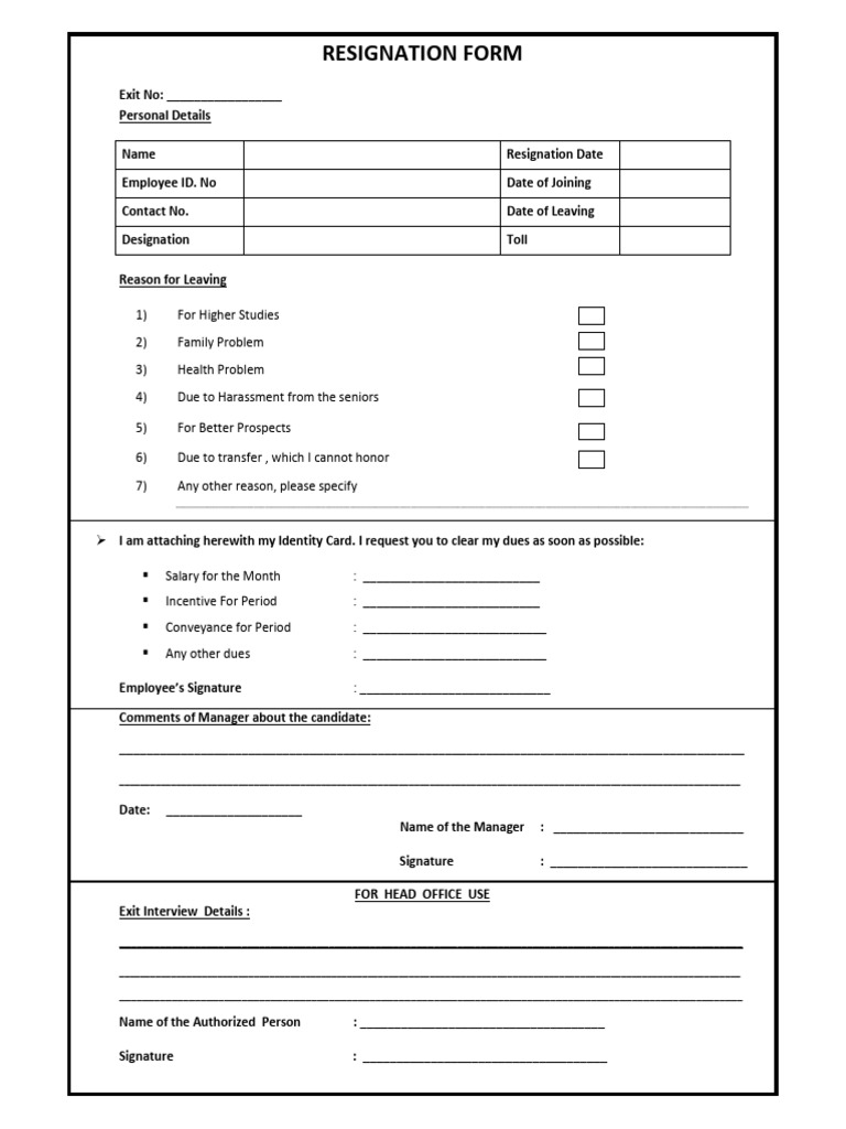 Employee Resignation Form Template | PDF | Authentication | Access Control