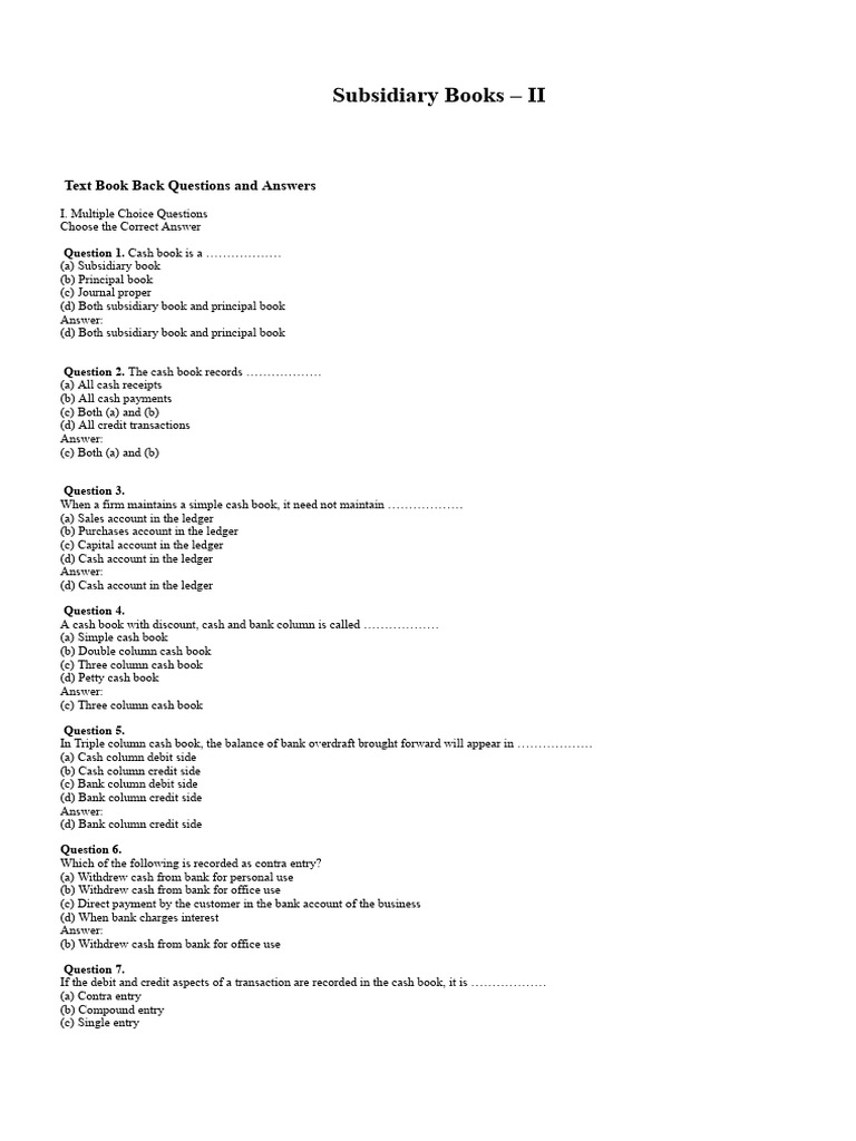 11 Account Lesson 7 Subsidiary Book 2 | PDF | Debits And Credits | Cash