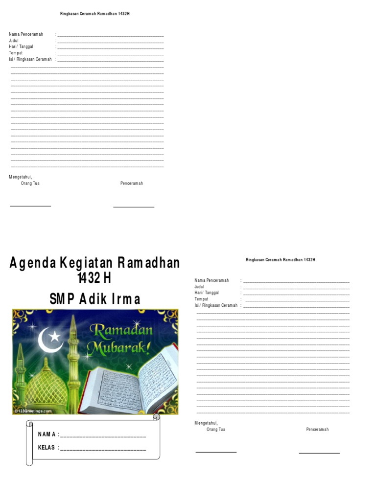 Buku Kegiatan Ramadhan Siswa