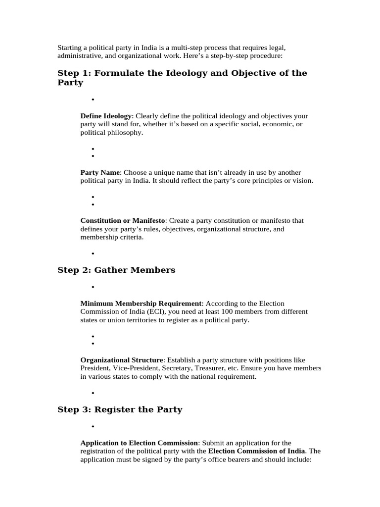 How to Start a Political Party in India | PDF | Elections | Campaign Finance