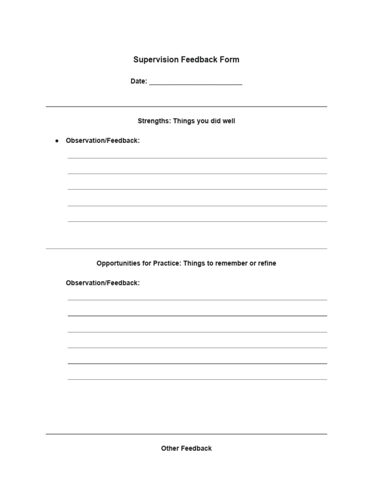 Supervision Feedback Form | PDF