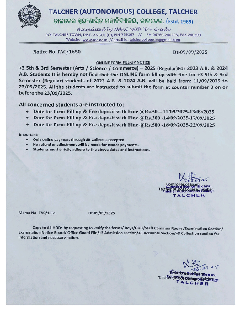 Form Fillup With Fine | PDF