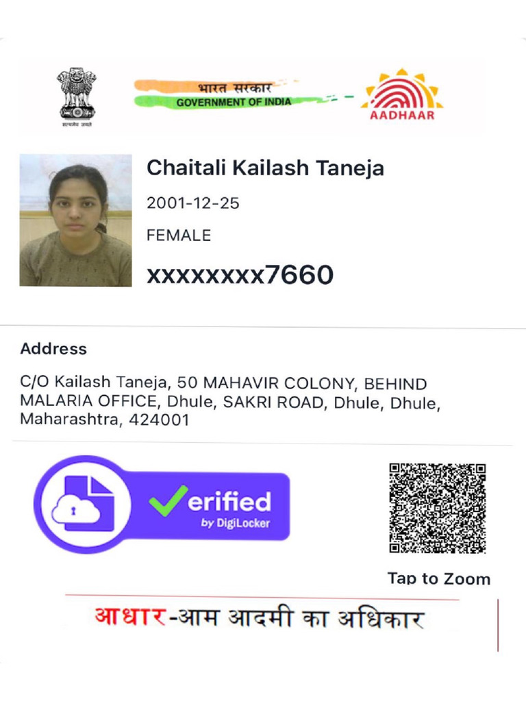 Chaitali Adhar and PAN Cards | PDF