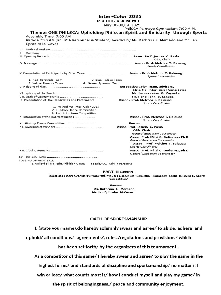 Inter Colors 2025 Programme | PDF