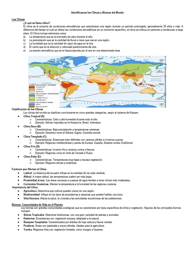Identificamos Los Climas y Biomas Del Mundo | PDF | Clima | Selva