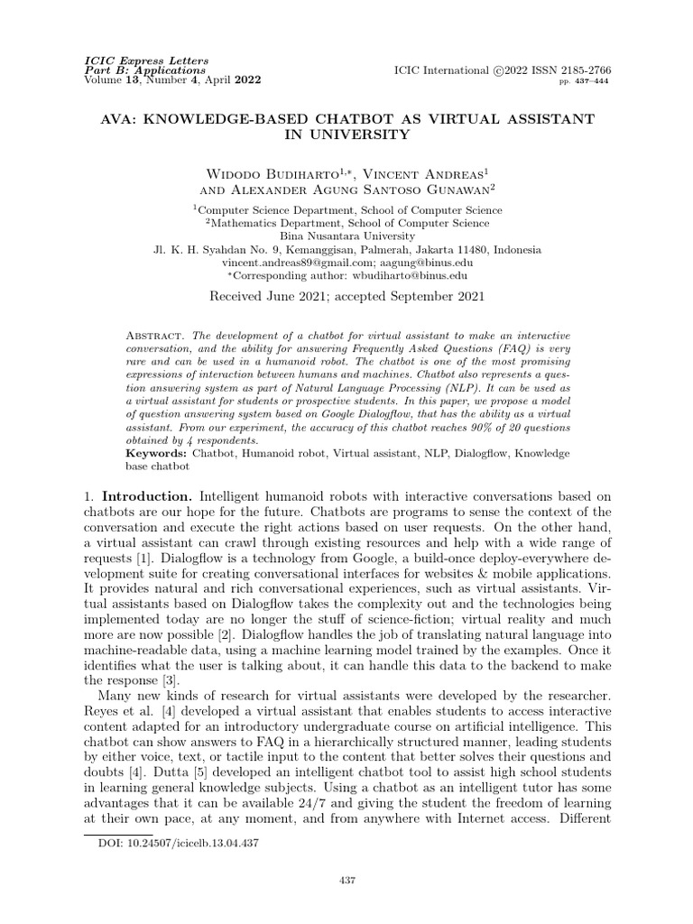 AVA: Chatbot as University Assistant | PDF | Mobile App | Computing