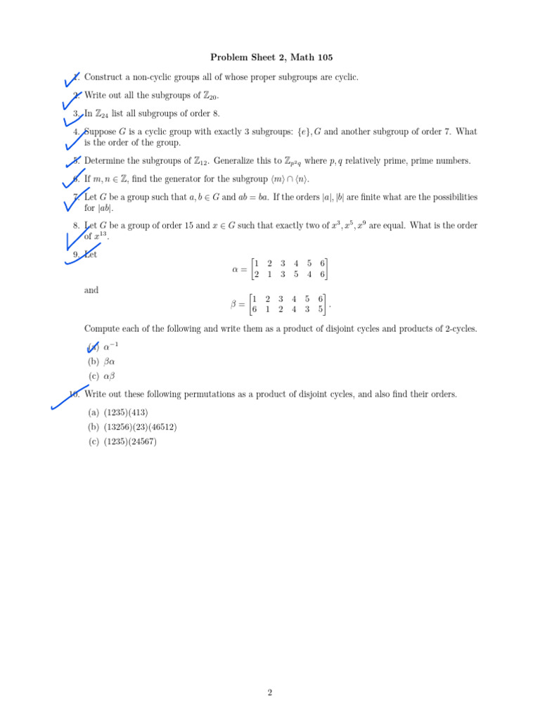 MTL105 ProblemSheet 2 | PDF