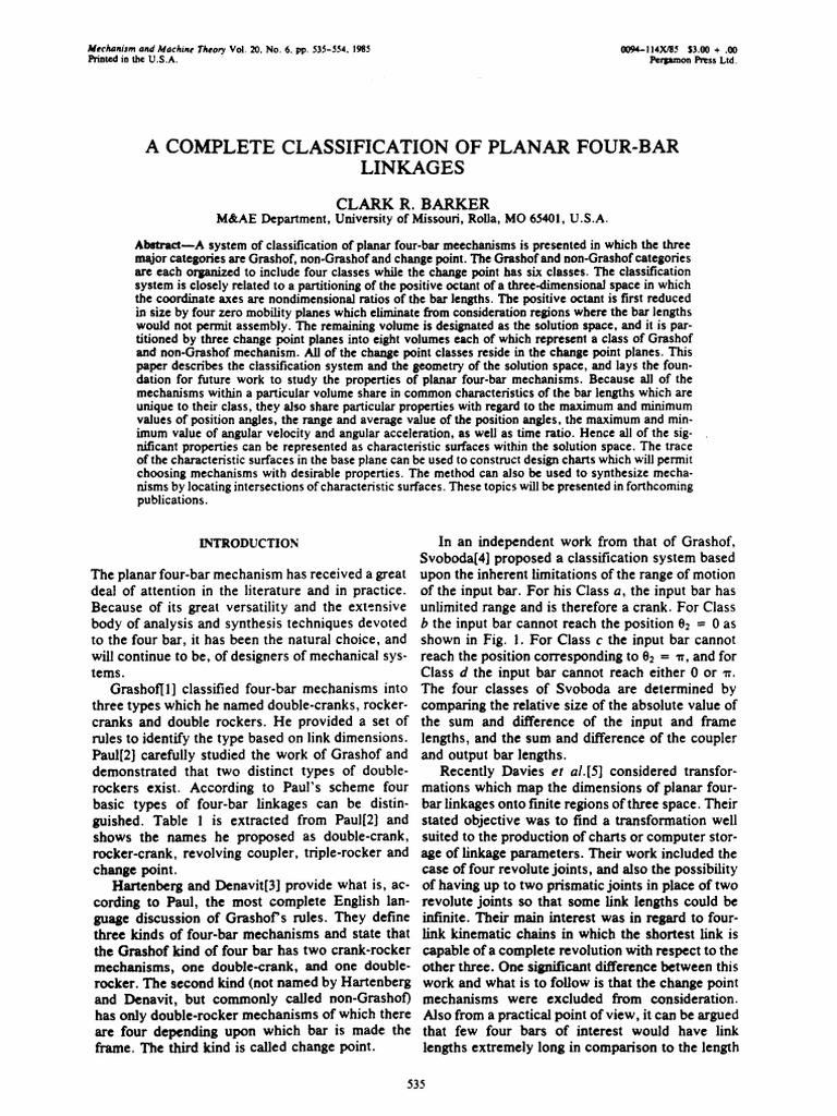 Complete Classification of Four-Bar Linkages | PDF | Triangle | Euclid